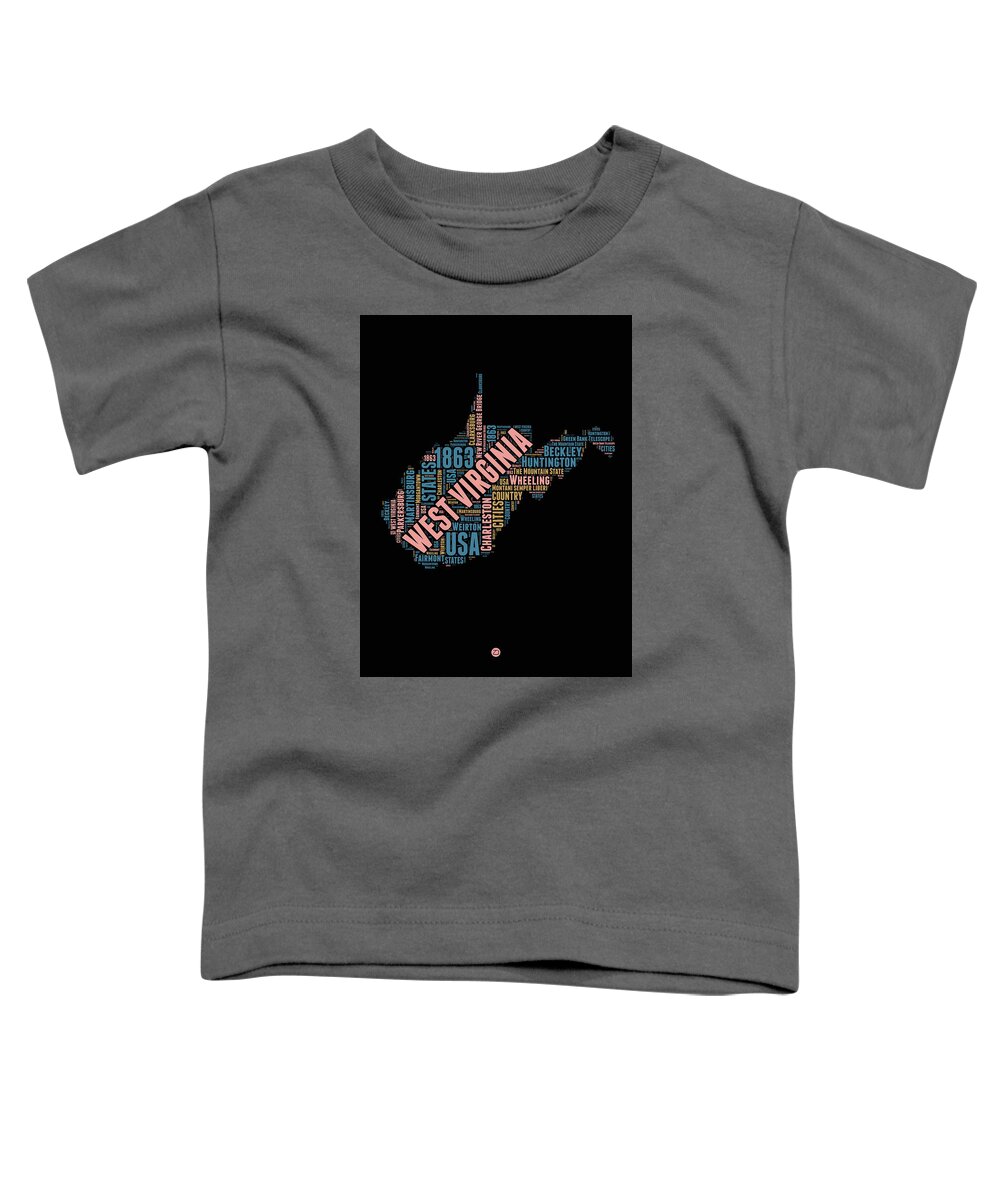 West Virginia Toddler T-Shirt featuring the digital art West Virginia Word Cloud Map 1 by Naxart Studio
