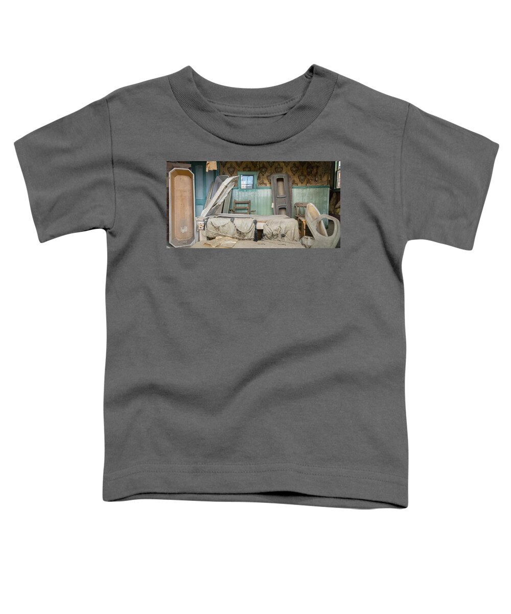 Abandoned Toddler T-Shirt featuring the photograph Western frontier town morgue by Karen Foley