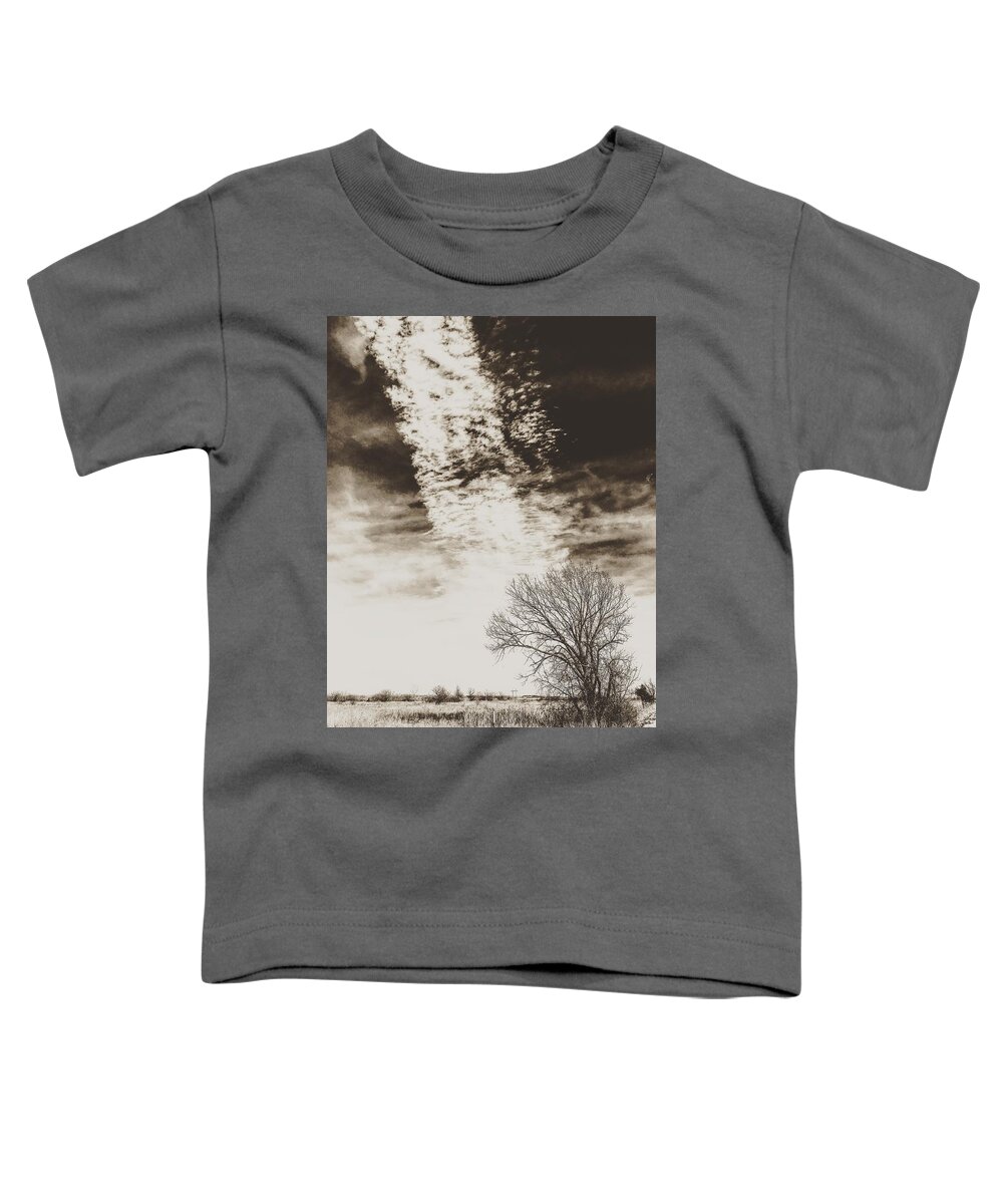 Chemtrails Toddler T-Shirt featuring the digital art Wetlands meet Chemtrails by Michael Oceanofwisdom Bidwell
