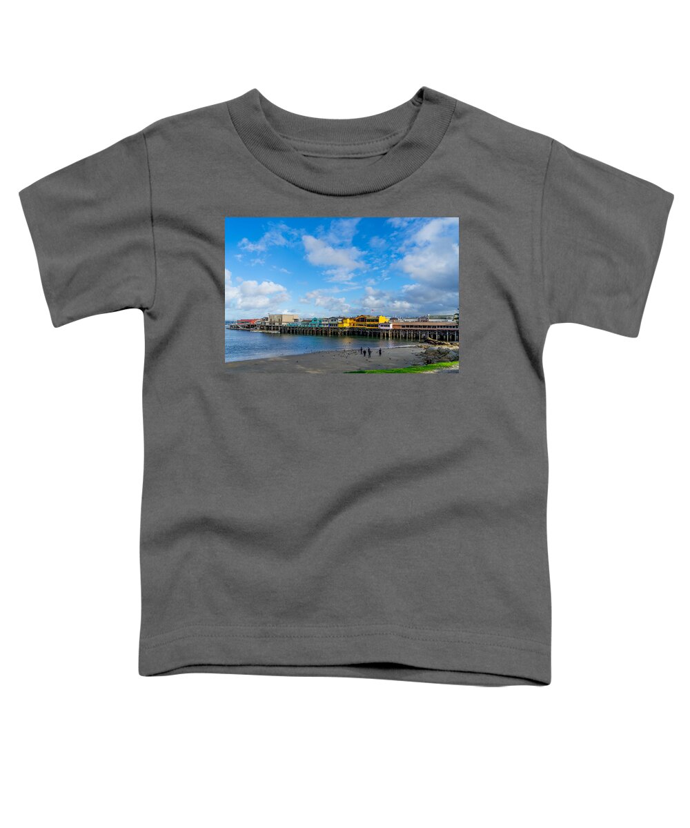Monterey Toddler T-Shirt featuring the photograph Wharf and Beach by Derek Dean