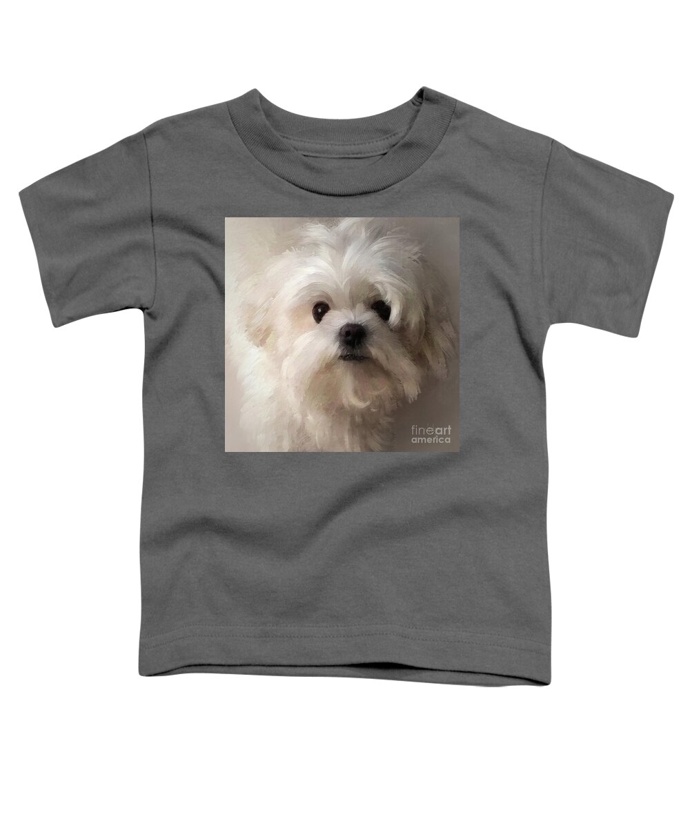 Maltese Toddler T-Shirt featuring the digital art When All Else Fails by Lois Bryan