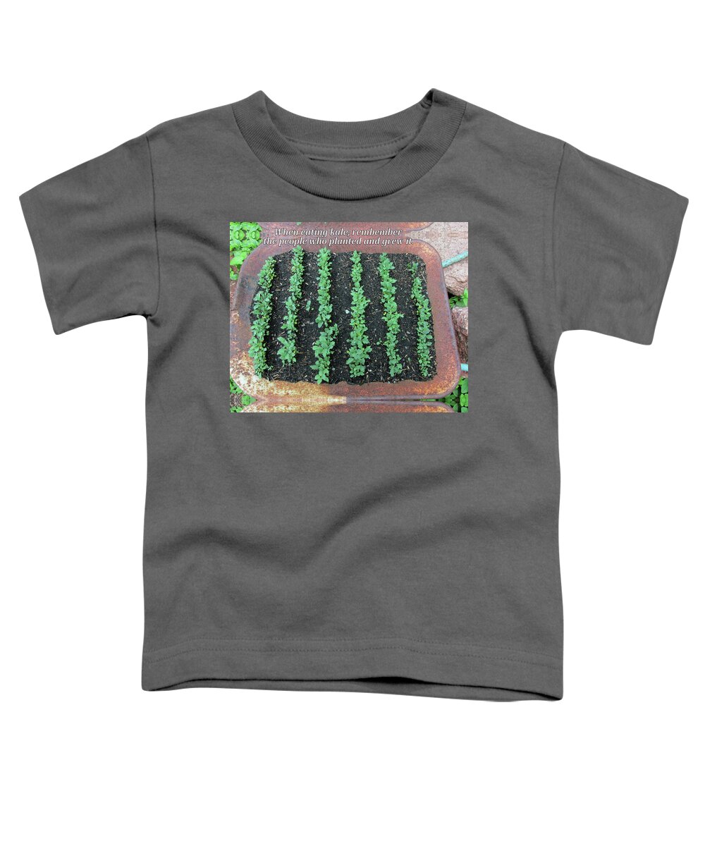 Gratitude Toddler T-Shirt featuring the digital art When Eating Kale by Julia L Wright