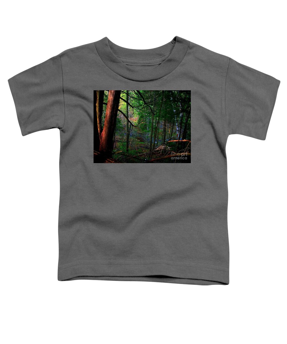 Forest Toddler T-Shirt featuring the photograph Whisperings by Elfriede Fulda