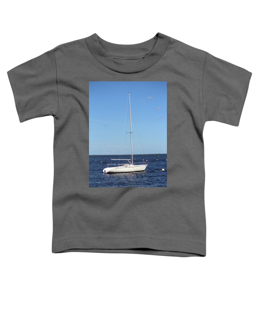 Boat Toddler T-Shirt featuring the photograph White And Blue by Cynthia Guinn