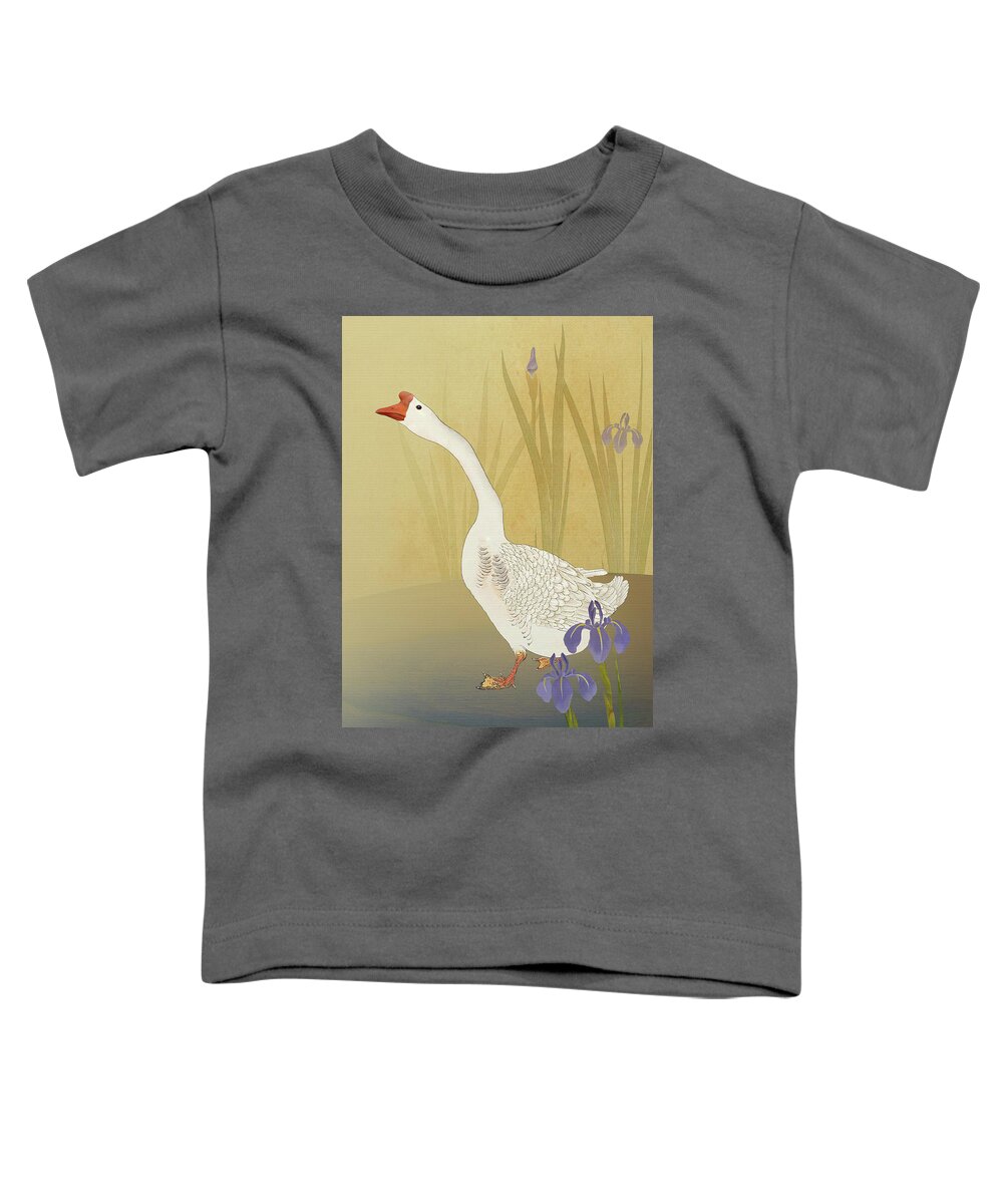 Anser Toddler T-Shirt featuring the digital art Chinese White Swan Goose by M Spadecaller