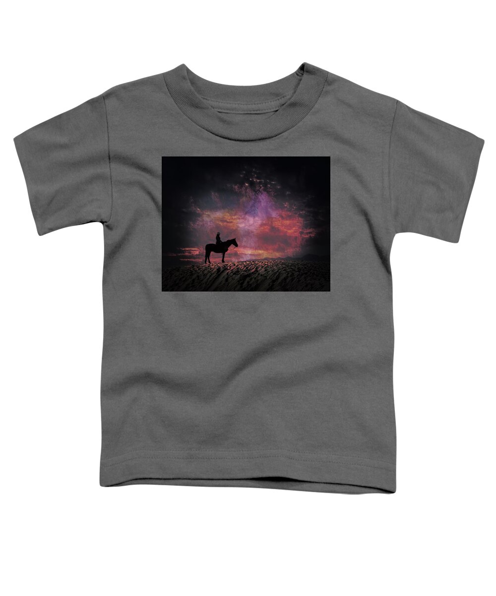  Silhouette Toddler T-Shirt featuring the photograph White Sands Horse and Rider #4c by Walter Herrit