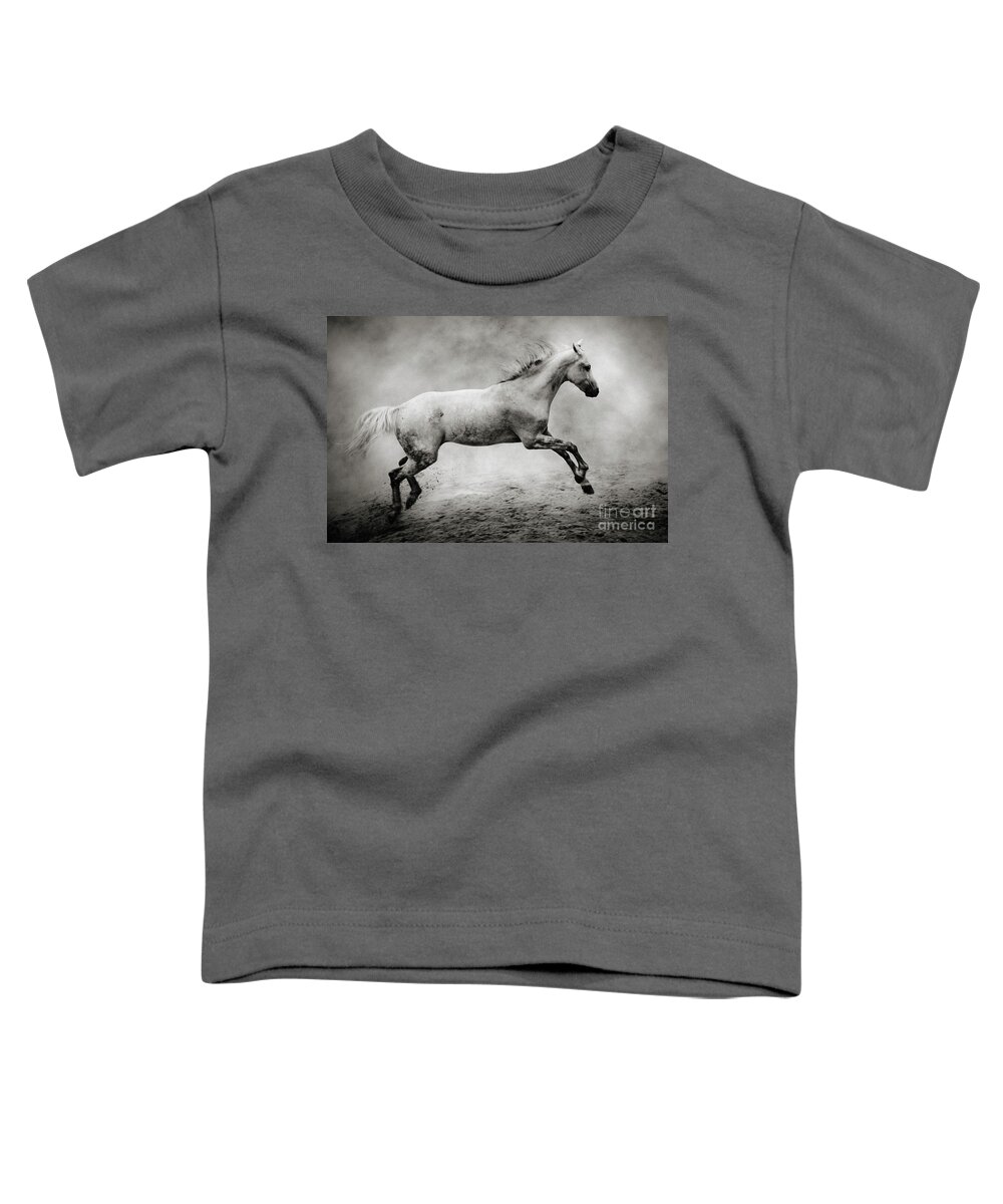 Horse Toddler T-Shirt featuring the photograph White Stallion by Dimitar Hristov