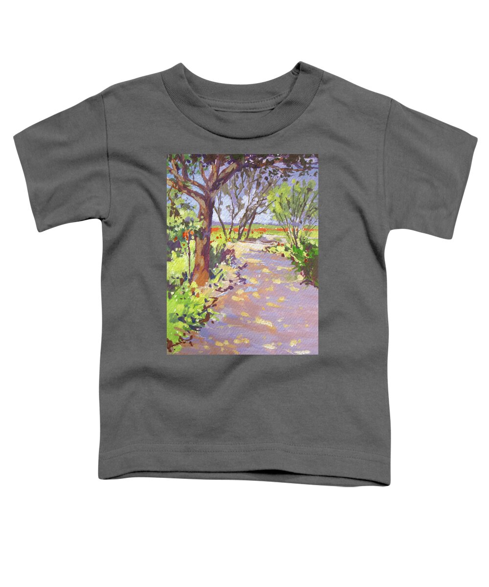 Landscape Toddler T-Shirt featuring the painting Wildflower Garden Path, Fredericksburg by Rae Andrews