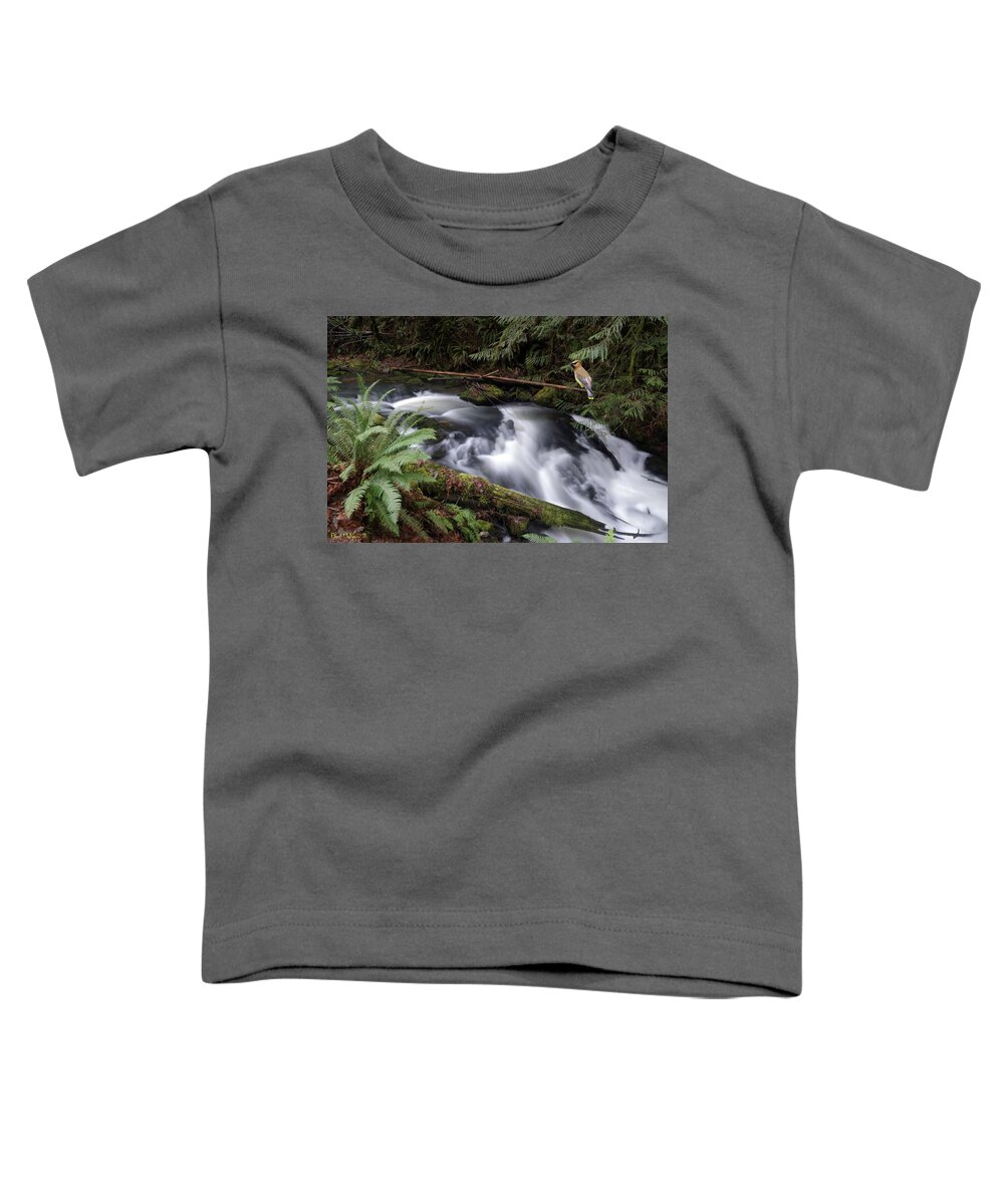 Nature Toddler T-Shirt featuring the photograph Wilson Creek #18 with added Cedar Waxwing by Ben Upham III