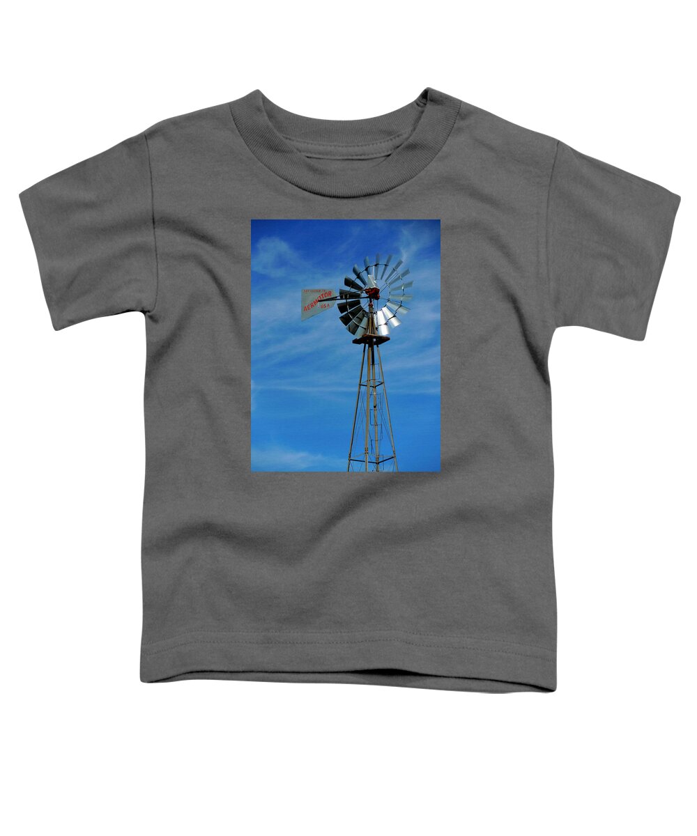 Wind Mill Pump In Usa Toddler T-Shirt featuring the painting Wind mill pump in USA 4 by Jeelan Clark