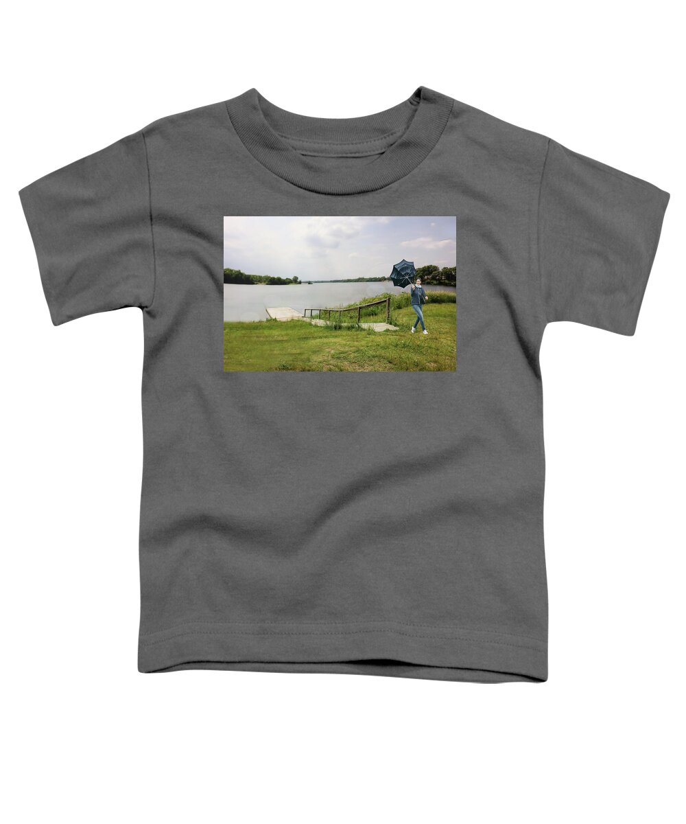 Windy Walk Toddler T-Shirt featuring the photograph Windy walk by Pat Cook