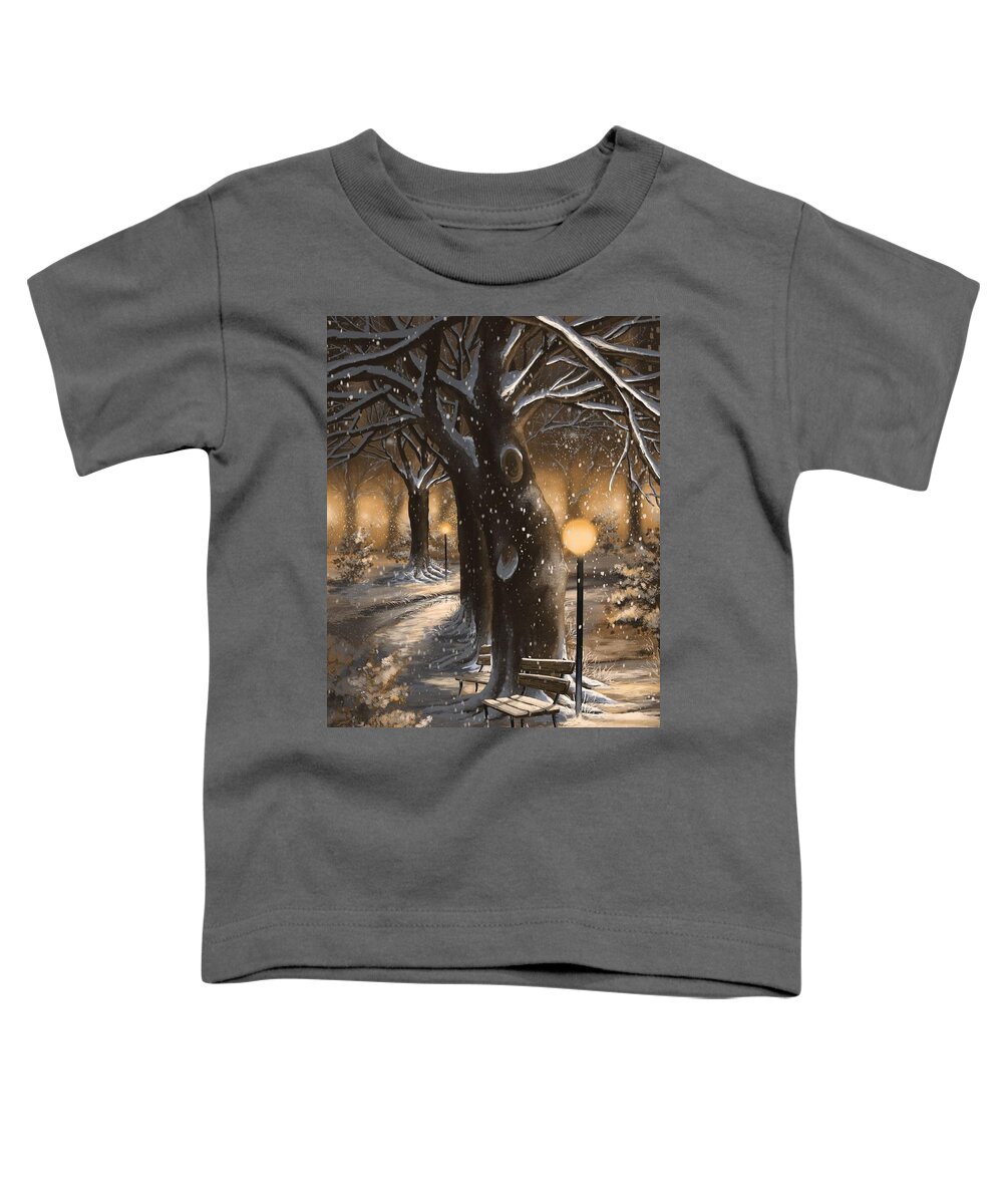 Winter Toddler T-Shirt featuring the painting Winter magic by Veronica Minozzi