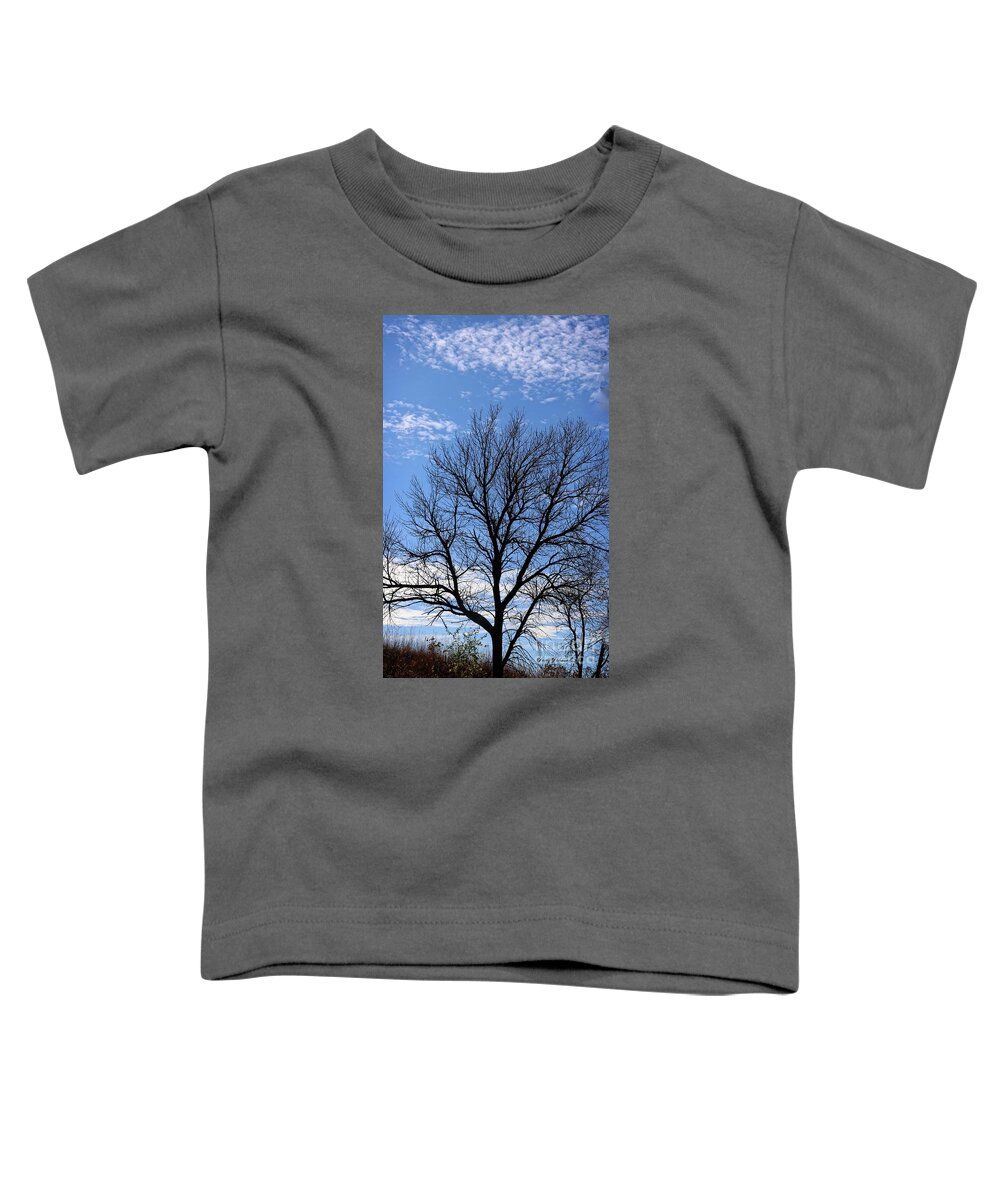 Trees Toddler T-Shirt featuring the photograph Winter tree and Blue sky by Yumi Johnson