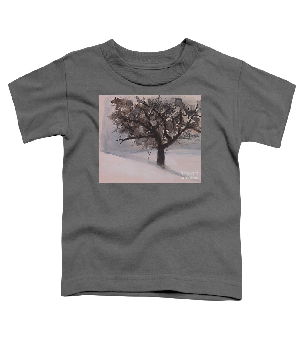 Winter Tree Toddler T-Shirt featuring the painting Winter Tree by Laurie Rohner