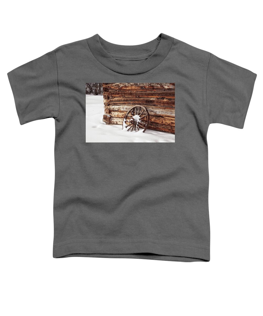 Snow Toddler T-Shirt featuring the photograph Winter Wheel Color by Allan Van Gasbeck