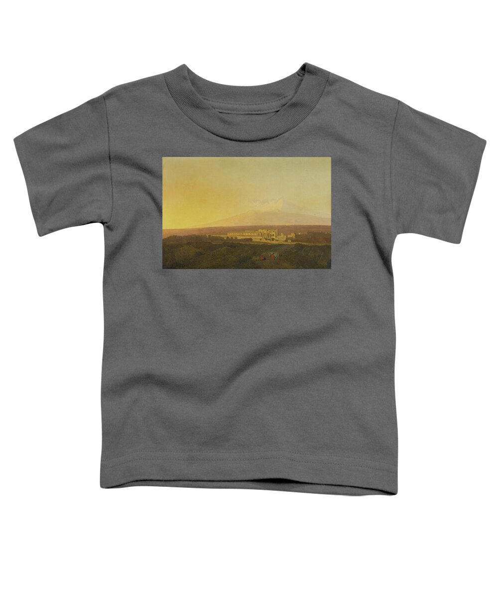 Joseph Wright Of Derby Toddler T-Shirt featuring the painting With Mount Etna Beyond by Joseph Wright