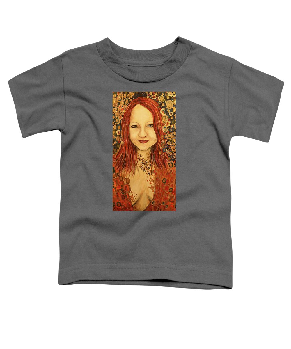 Artworks Toddler T-Shirt featuring the mixed media Within Desire - Golden by Jeni Reynolds