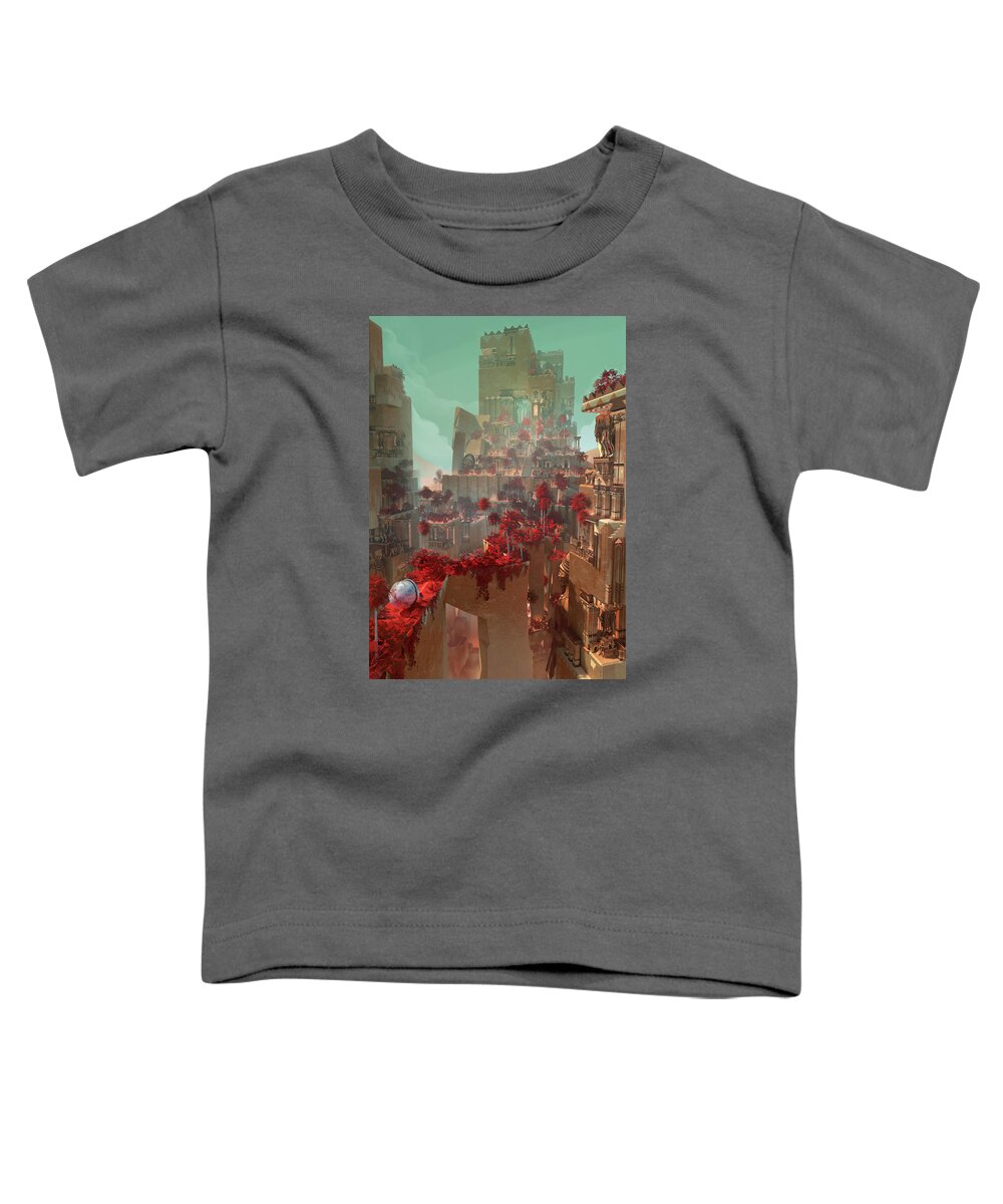 Landscape Toddler T-Shirt featuring the digital art Wonders Hanging Garden Of Babylon by Te Hu