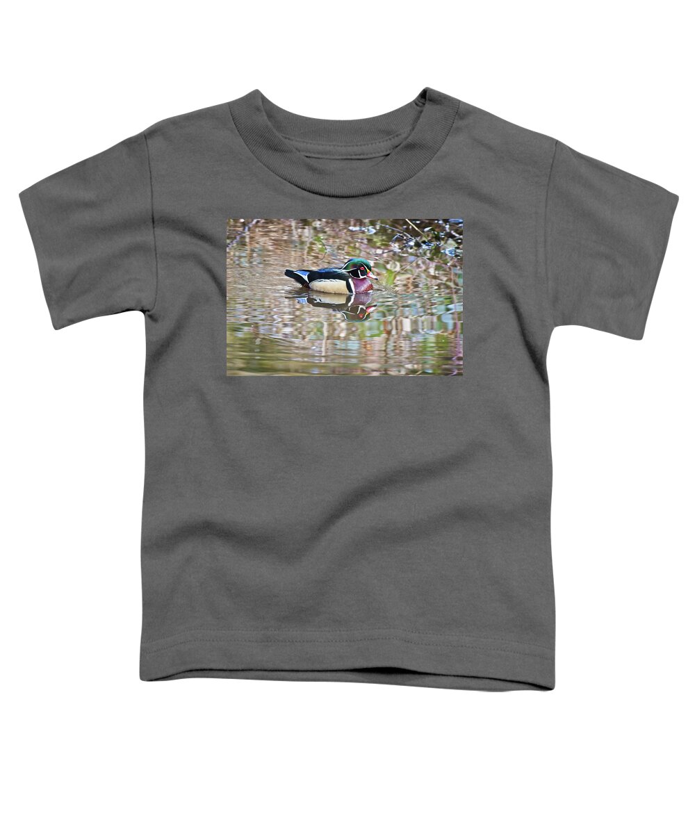 Wood Duck Toddler T-Shirt featuring the photograph Wood Drake by Allan Van Gasbeck