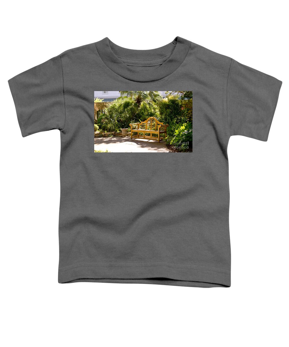 Bench Toddler T-Shirt featuring the photograph Wooden Bench in Alamo by Elena Perelman