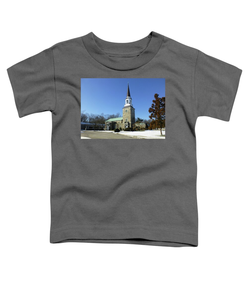 Woodlawn Toddler T-Shirt featuring the photograph WoodLawn Cemetery Chapel by Steven Spak