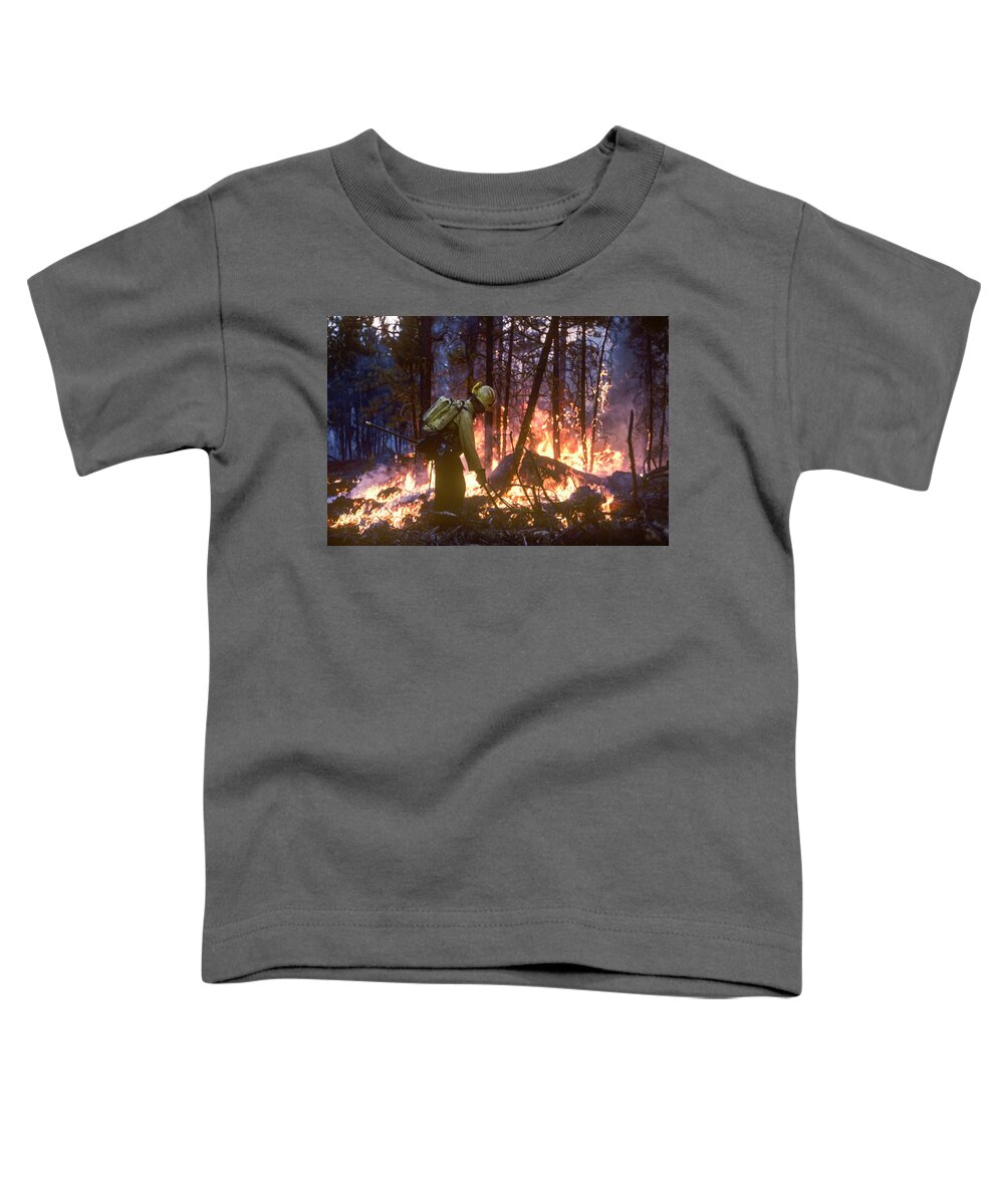 California Toddler T-Shirt featuring the photograph Working on the Fireline by Robert Potts