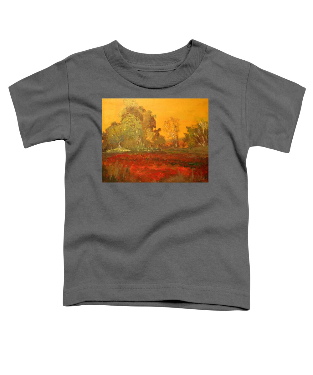 Paintings Toddler T-Shirt featuring the painting Yellow and Red landscape by Julie Lueders 