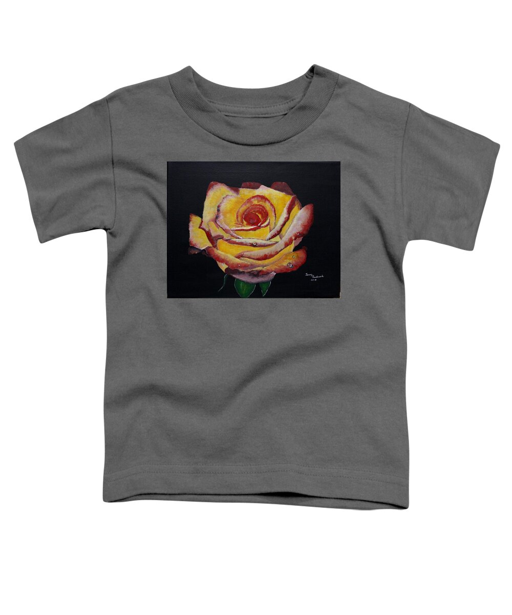 Yellow Rose Toddler T-Shirt featuring the painting Yellow Rose by Terry Frederick