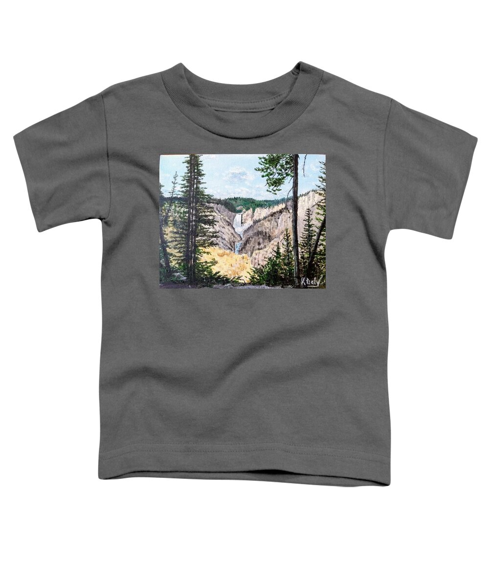 Wyoming Toddler T-Shirt featuring the painting Yellowstone Falls by Kevin Daly