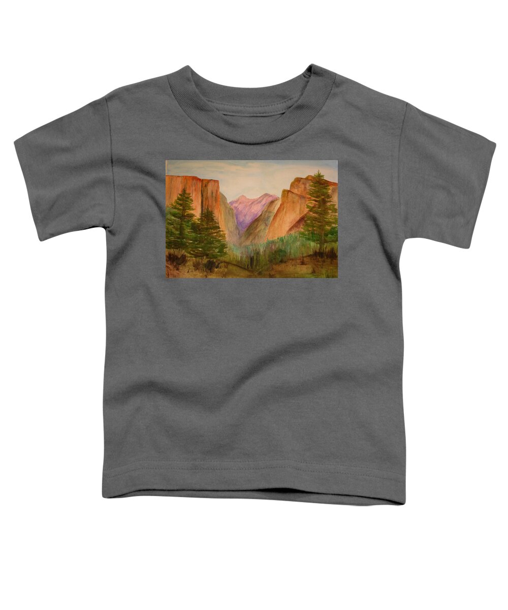 Landscape Toddler T-Shirt featuring the painting Yosemite Valley by Julie Lueders 