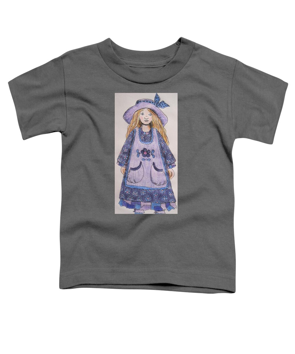 Girls Toddler T-Shirt featuring the drawing Young girl by Megan Walsh