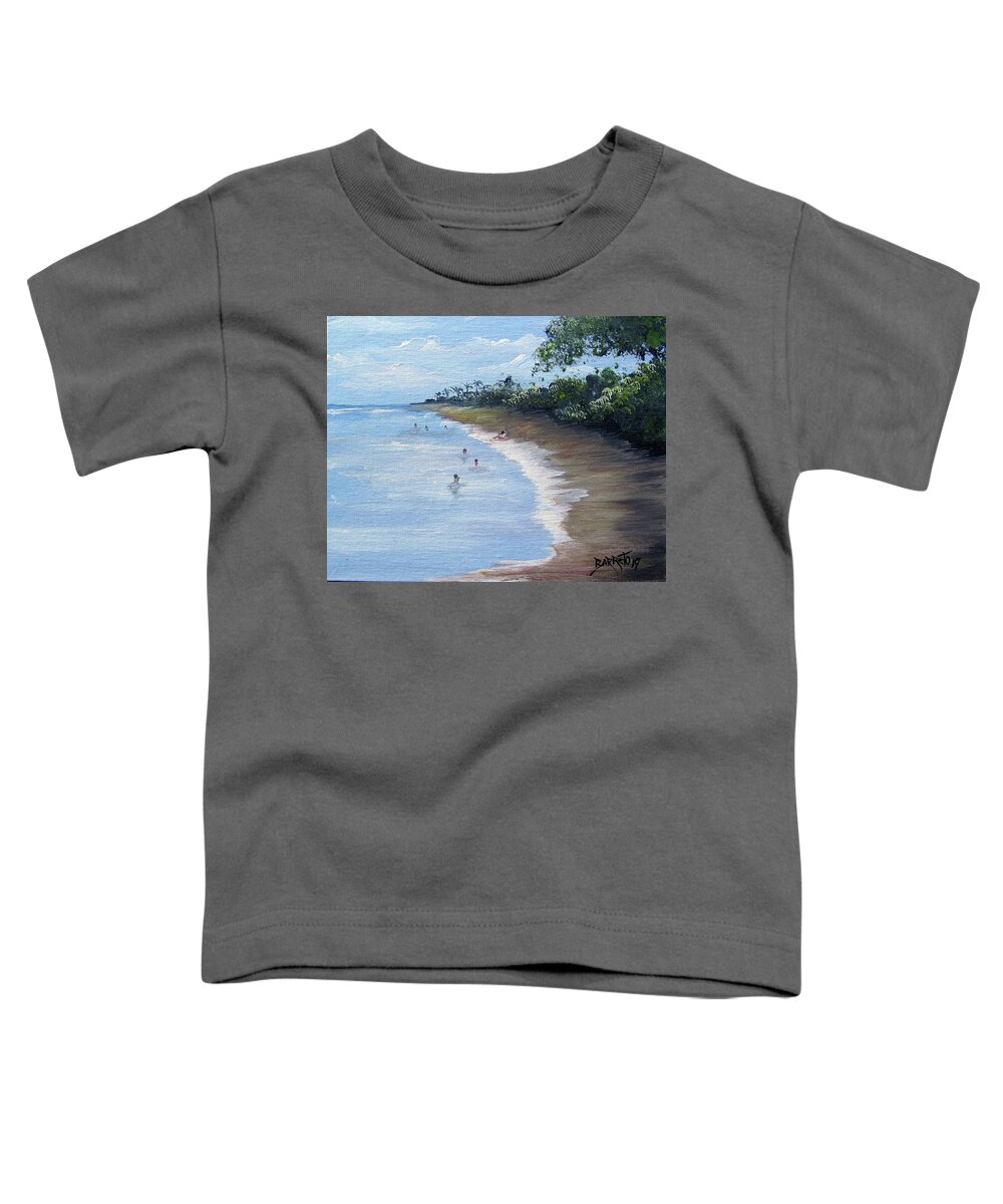 Beach Scene Toddler T-Shirt featuring the painting Beach Scene #2 by Gloria E Barreto-Rodriguez