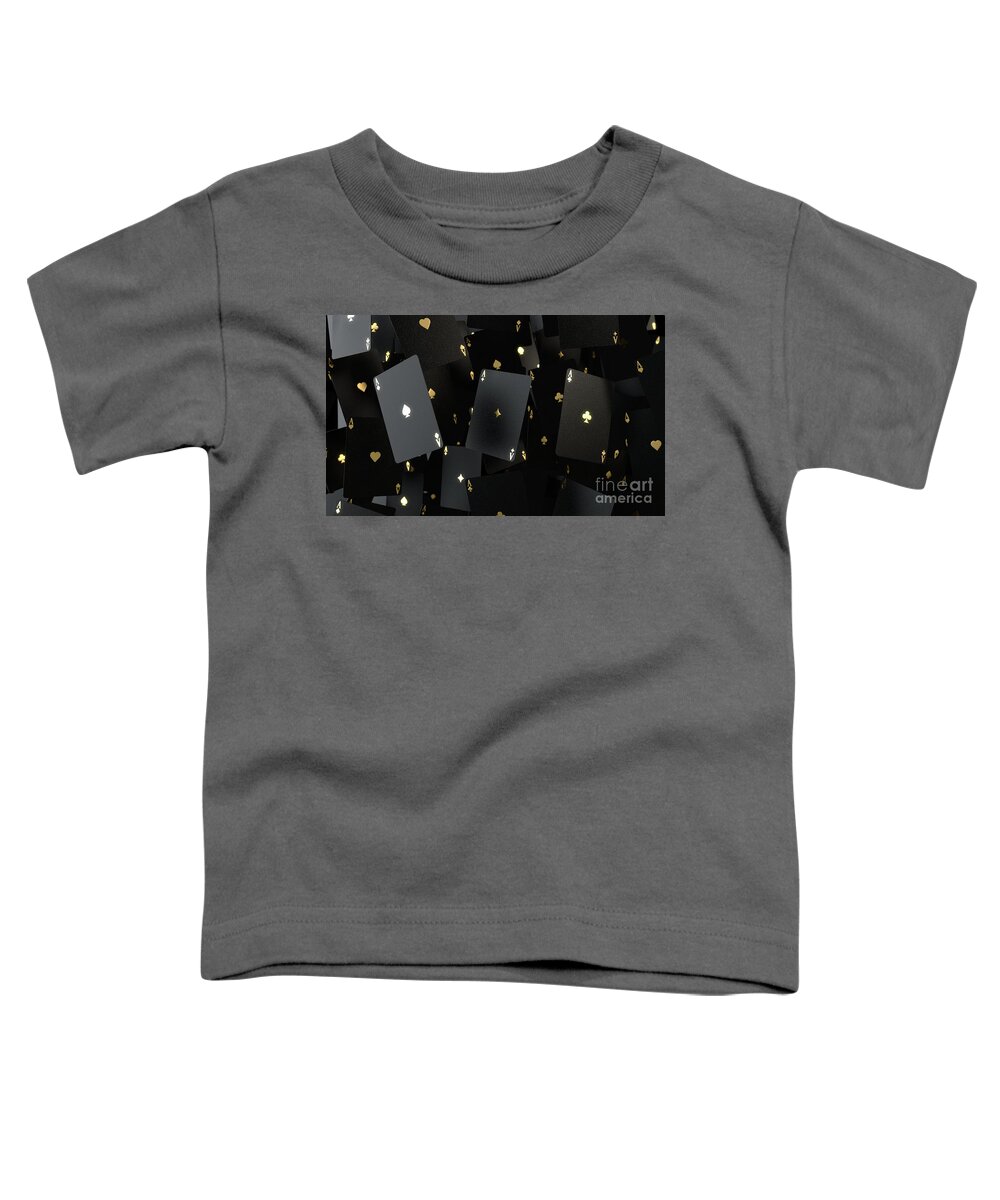 Card Toddler T-Shirt featuring the digital art Black And Gold Aces Array #1 by Allan Swart
