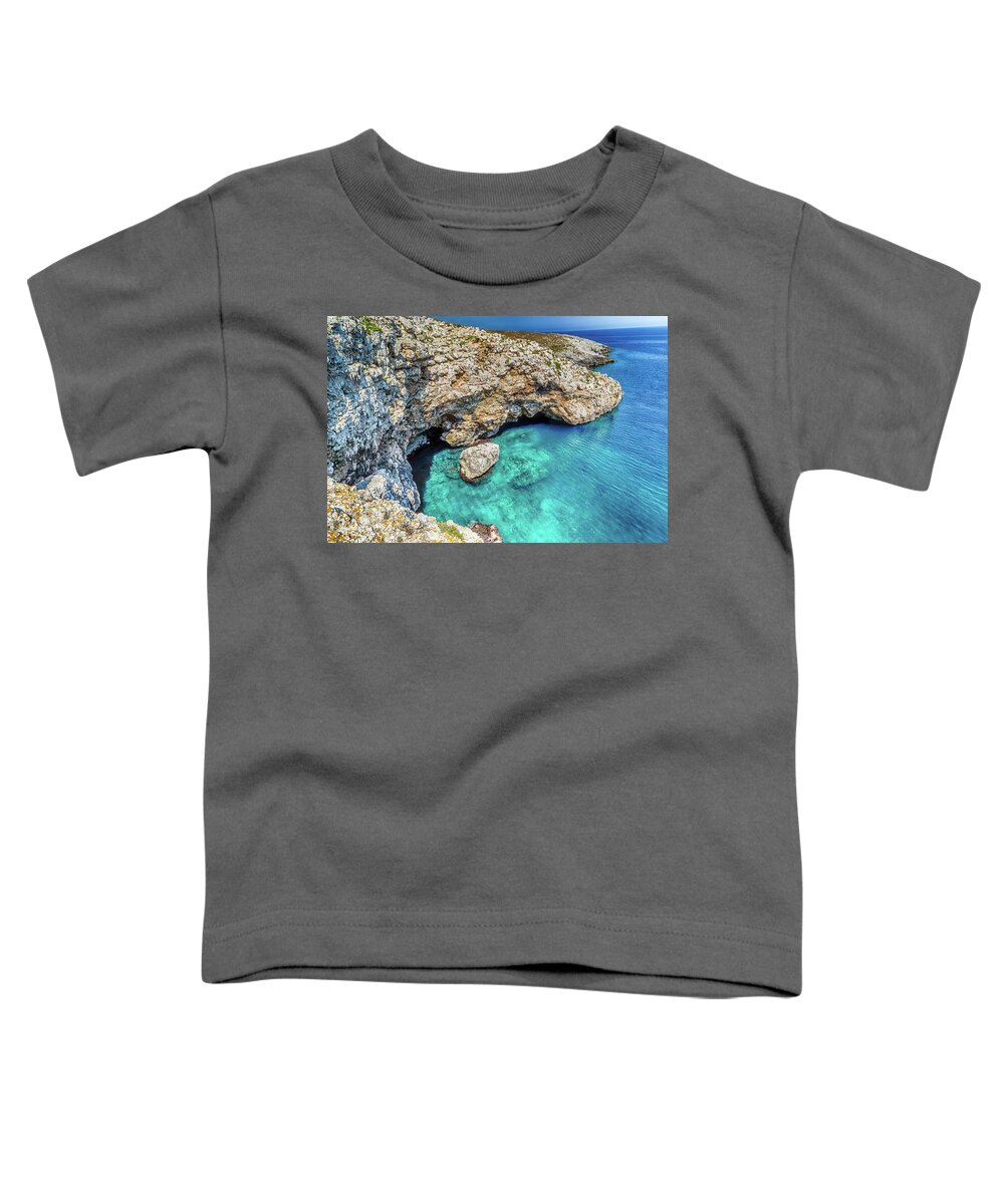 Italy Toddler T-Shirt featuring the photograph cove in the rocky beach on Adriatic sea #1 by Vivida Photo PC