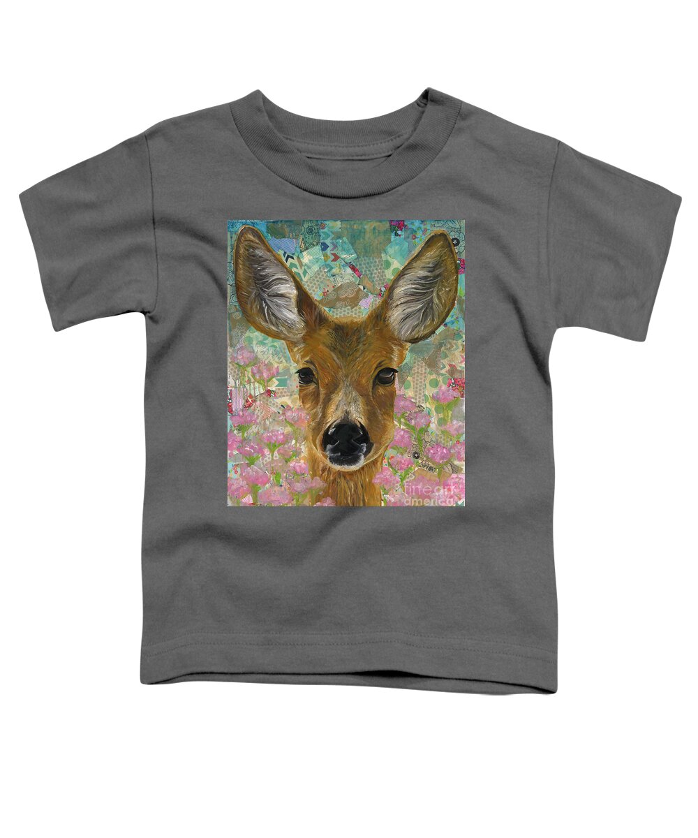 Deer Painting Toddler T-Shirt featuring the painting Enchanted Meadow by Ashley Lane