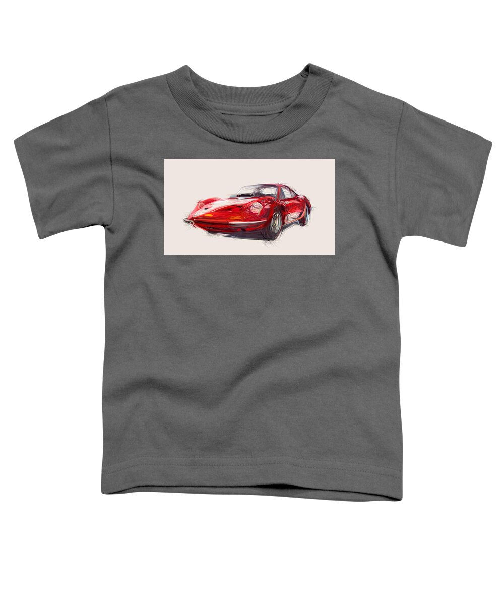 Ferrari Toddler T-Shirt featuring the digital art Ferrari Dino 246 GT Draw #1 by CarsToon Concept