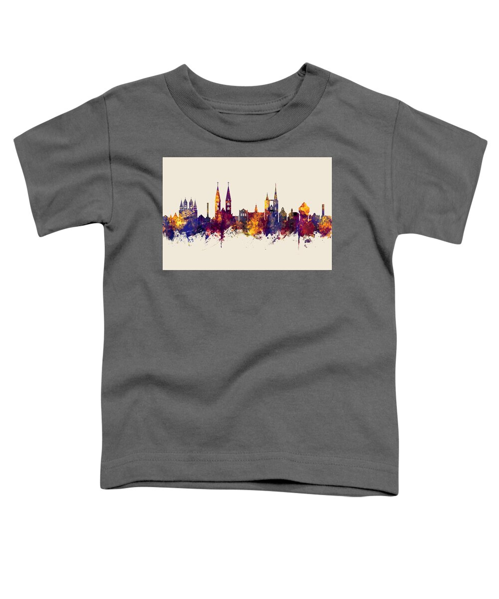 Halberstadt Toddler T-Shirt featuring the digital art Halberstadt Germany Skyline #3 by Michael Tompsett