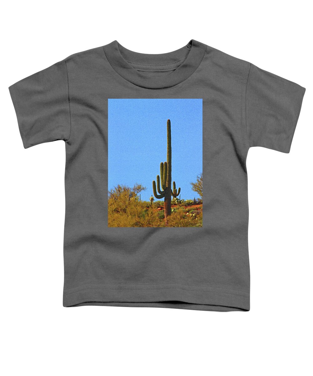 Saguaro And Blue Sky Toddler T-Shirt featuring the digital art Saguaro And Blue Sky #1 by Tom Janca