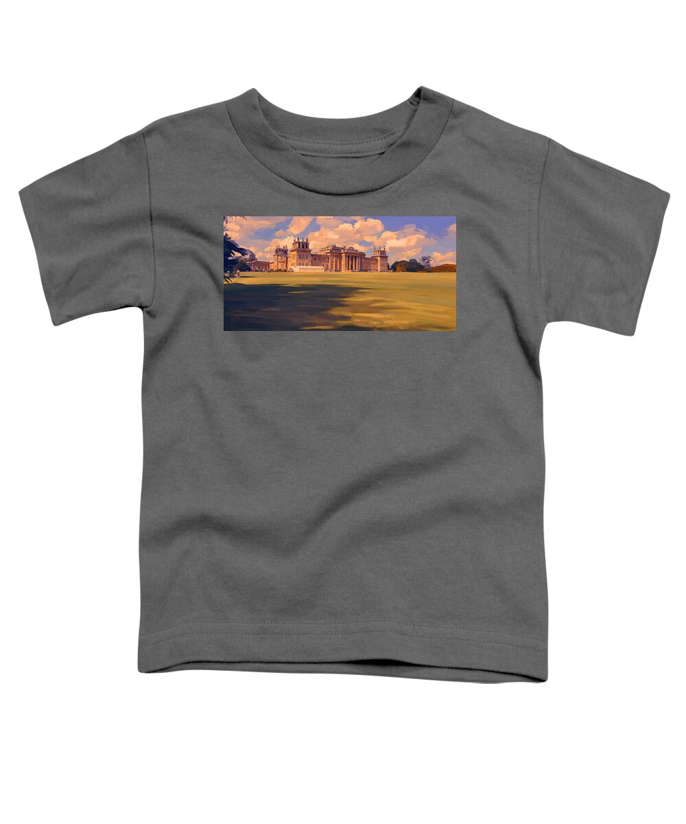 Blenheim Toddler T-Shirt featuring the digital art The white party tent along Blenheim Palace #1 by Nop Briex