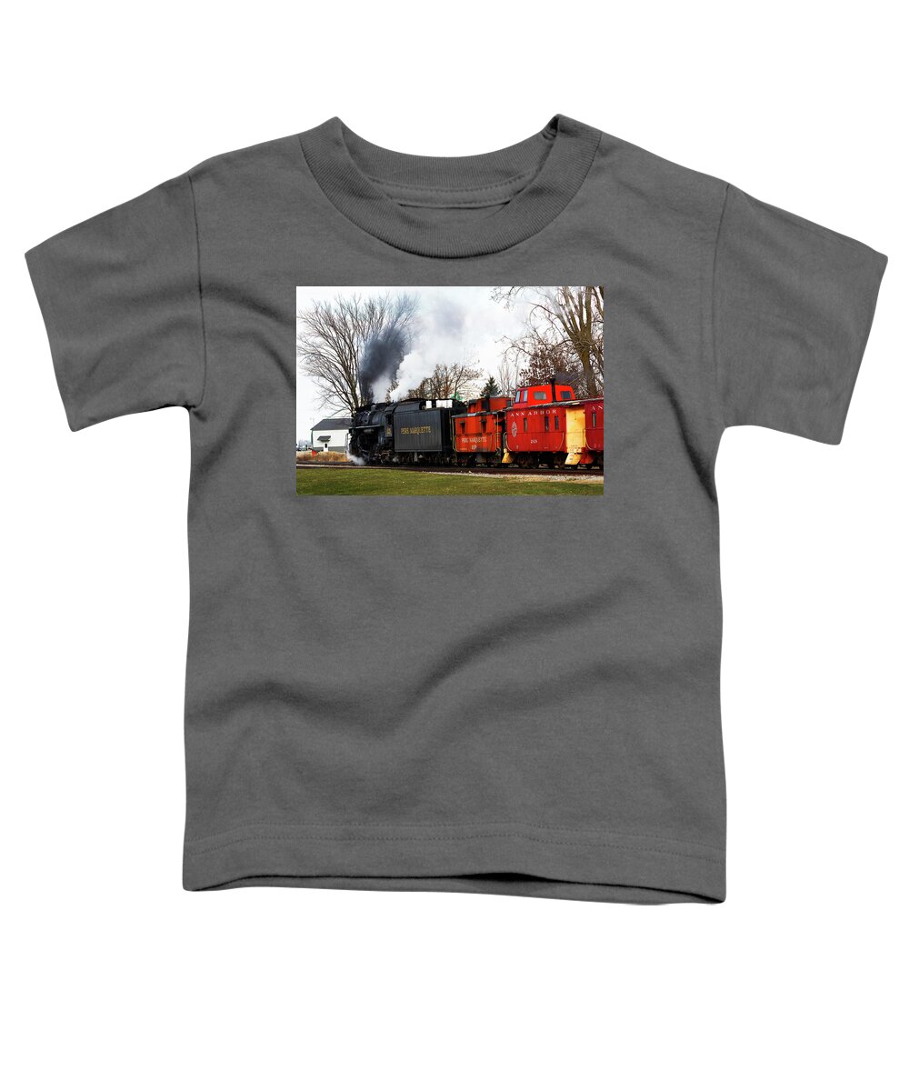 Pere Marquette 1225 steam locomotive, also known as the Polar Ex #18  Toddler T-Shirt by Bruce Beck - Fine Art America