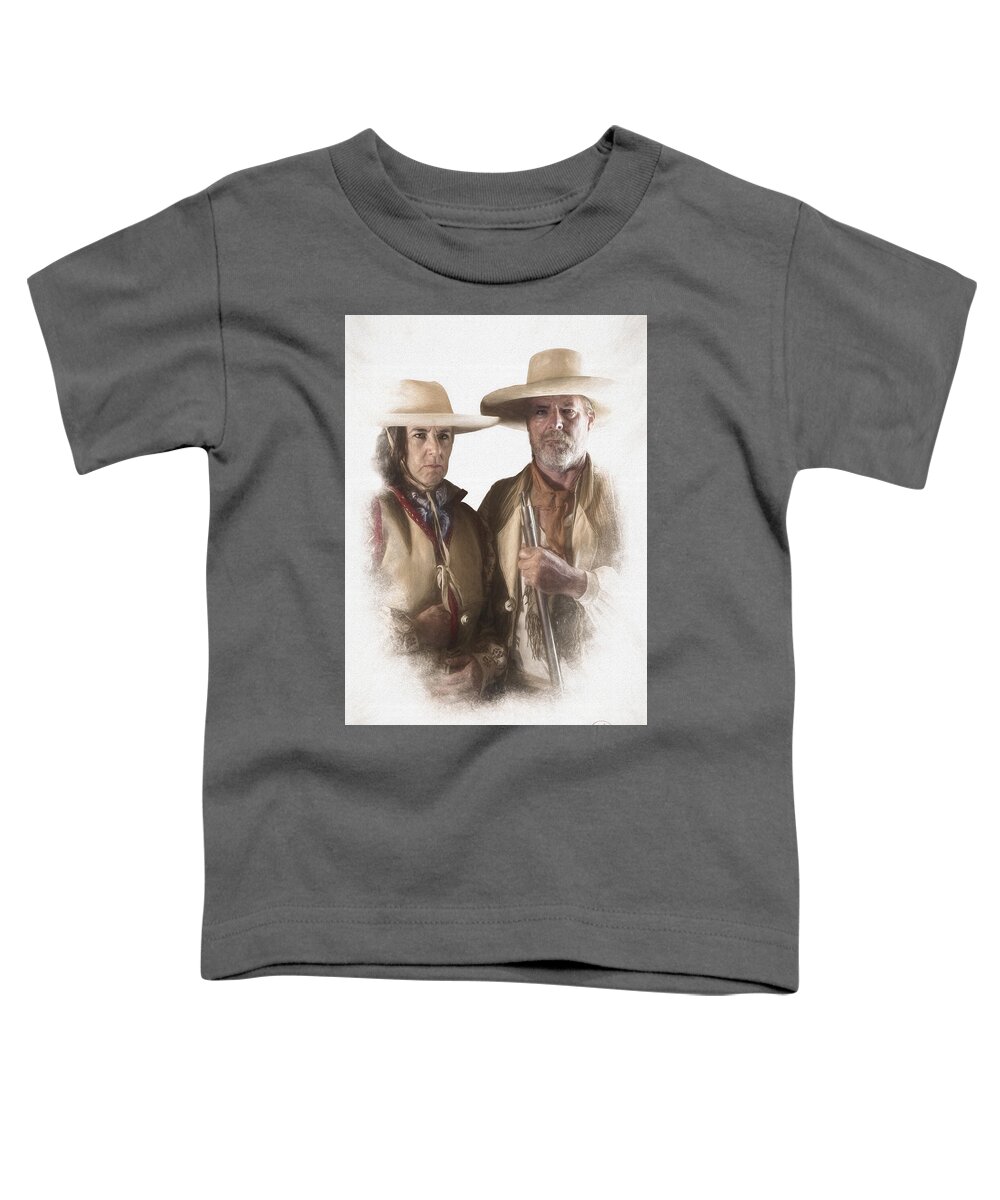 Fur Trapper Toddler T-Shirt featuring the photograph 1840's Mountain Man with Wife by Debra Boucher
