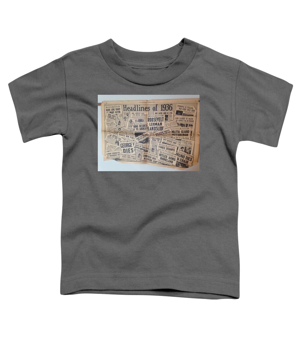 1936 Toddler T-Shirt featuring the photograph 1936 Headlines by Marty Klar