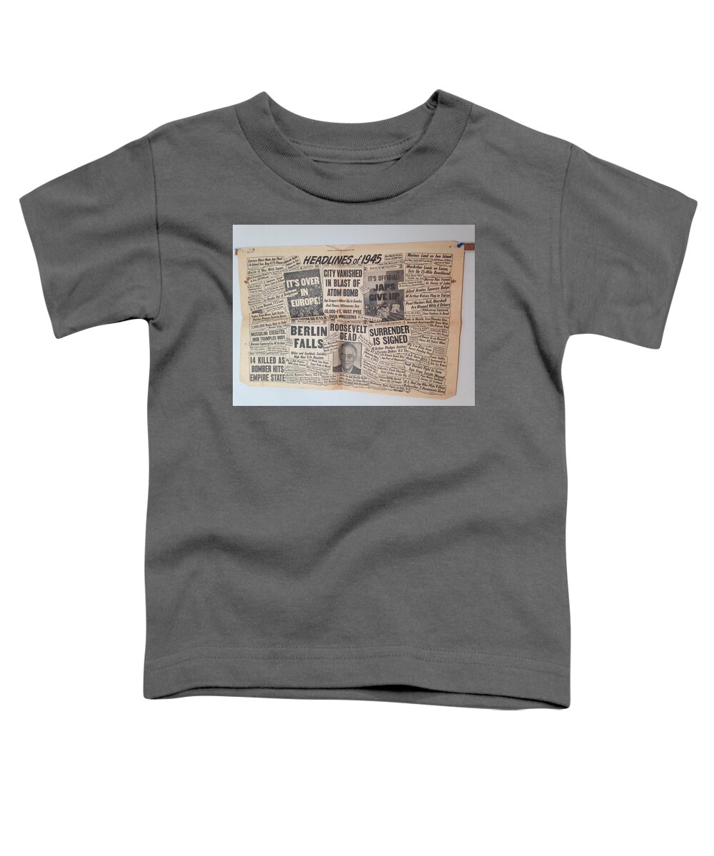 1945 Toddler T-Shirt featuring the photograph 1945 Headlines by Marty Klar