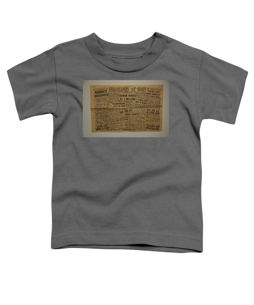 History Toddler T-Shirt featuring the photograph 1948 Headlines by Marty Klar