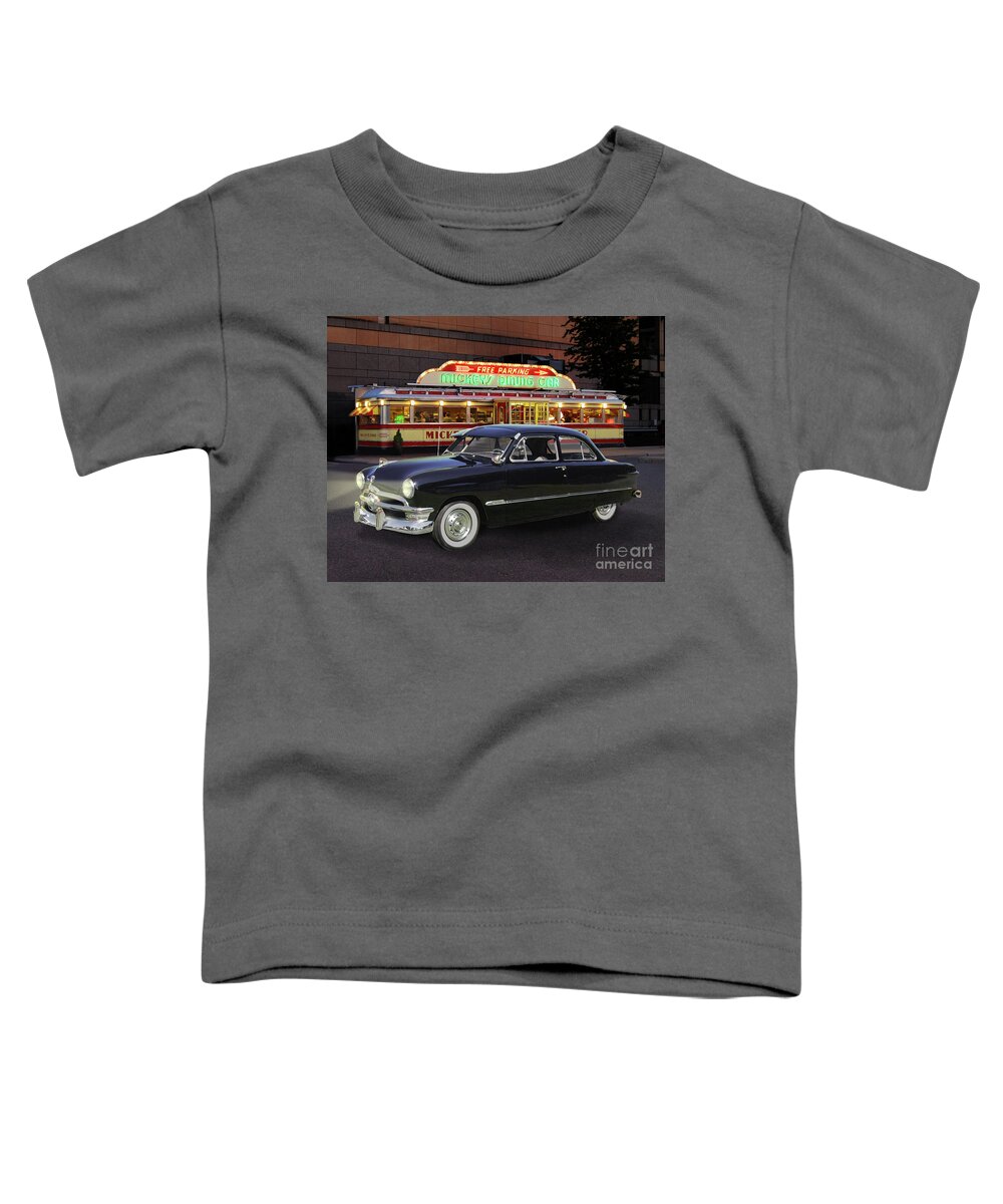 1950 Toddler T-Shirt featuring the photograph 1950 Ford, Mickey's Diner by Ron Long