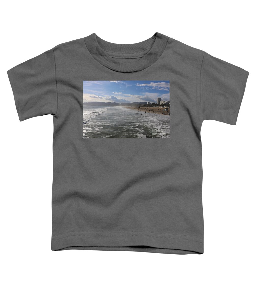 Beach Toddler T-Shirt featuring the photograph Santa Monica Beach, Santa Monica, California #2 by John Shiron