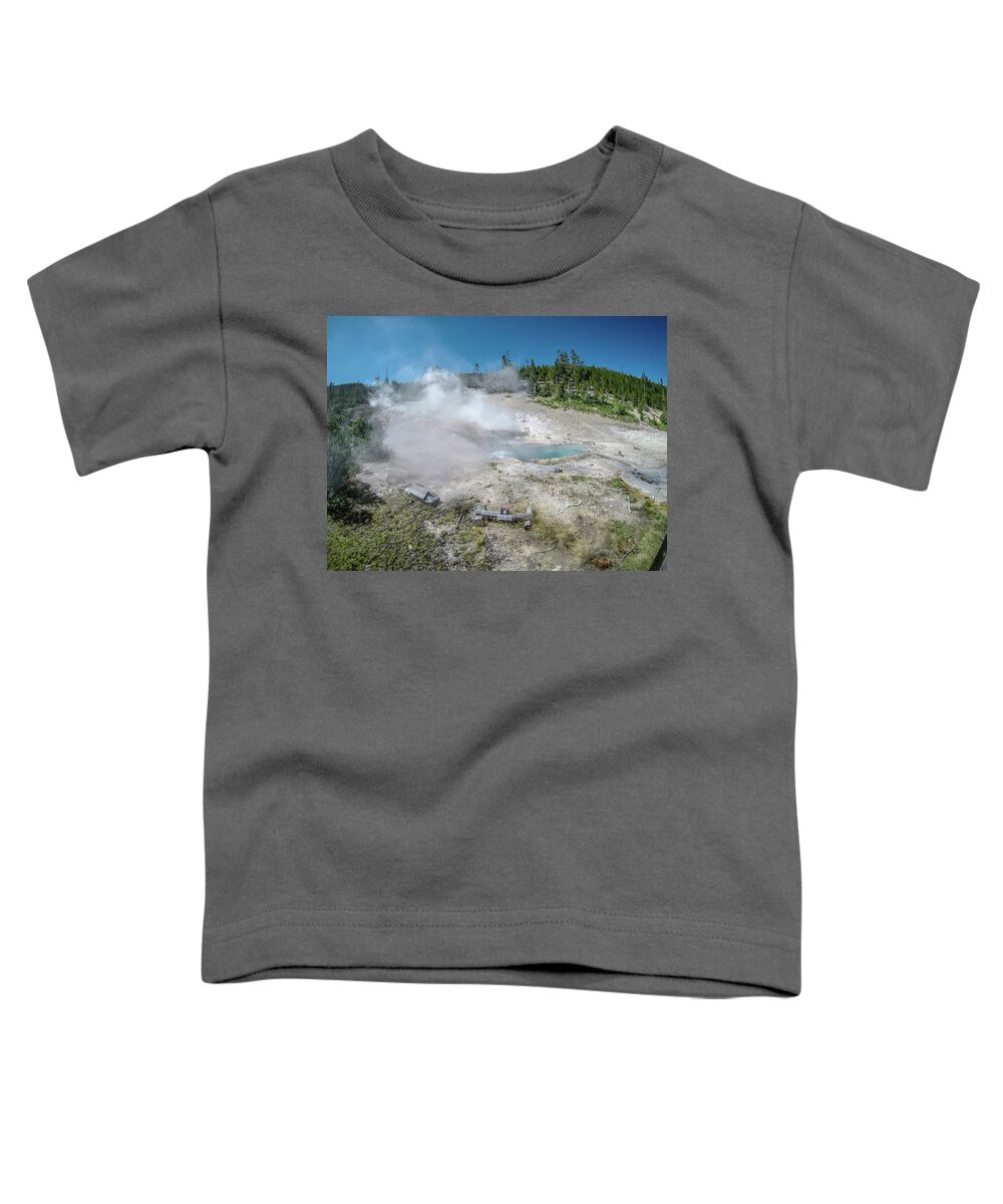 Yellow Toddler T-Shirt featuring the photograph Artists Paint Pots Yellowstone wyoming #3 by Alex Grichenko