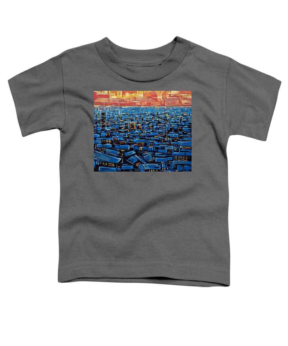 Sunset Toddler T-Shirt featuring the painting Facades #3 by Enrique Zaldivar