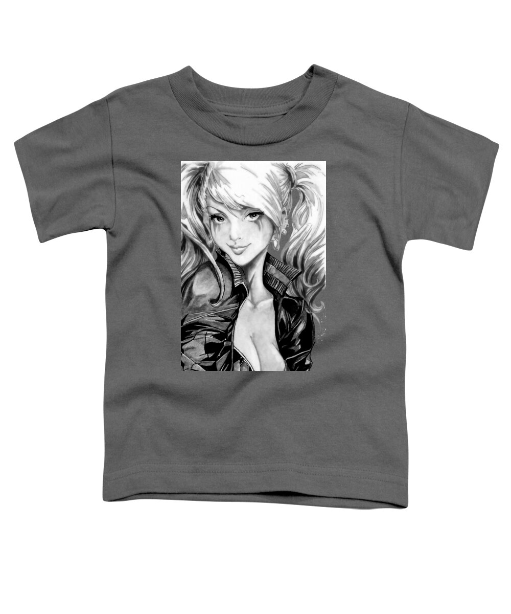 Harley Toddler T-Shirt featuring the drawing Harley Quinn #3 by Bill Richards