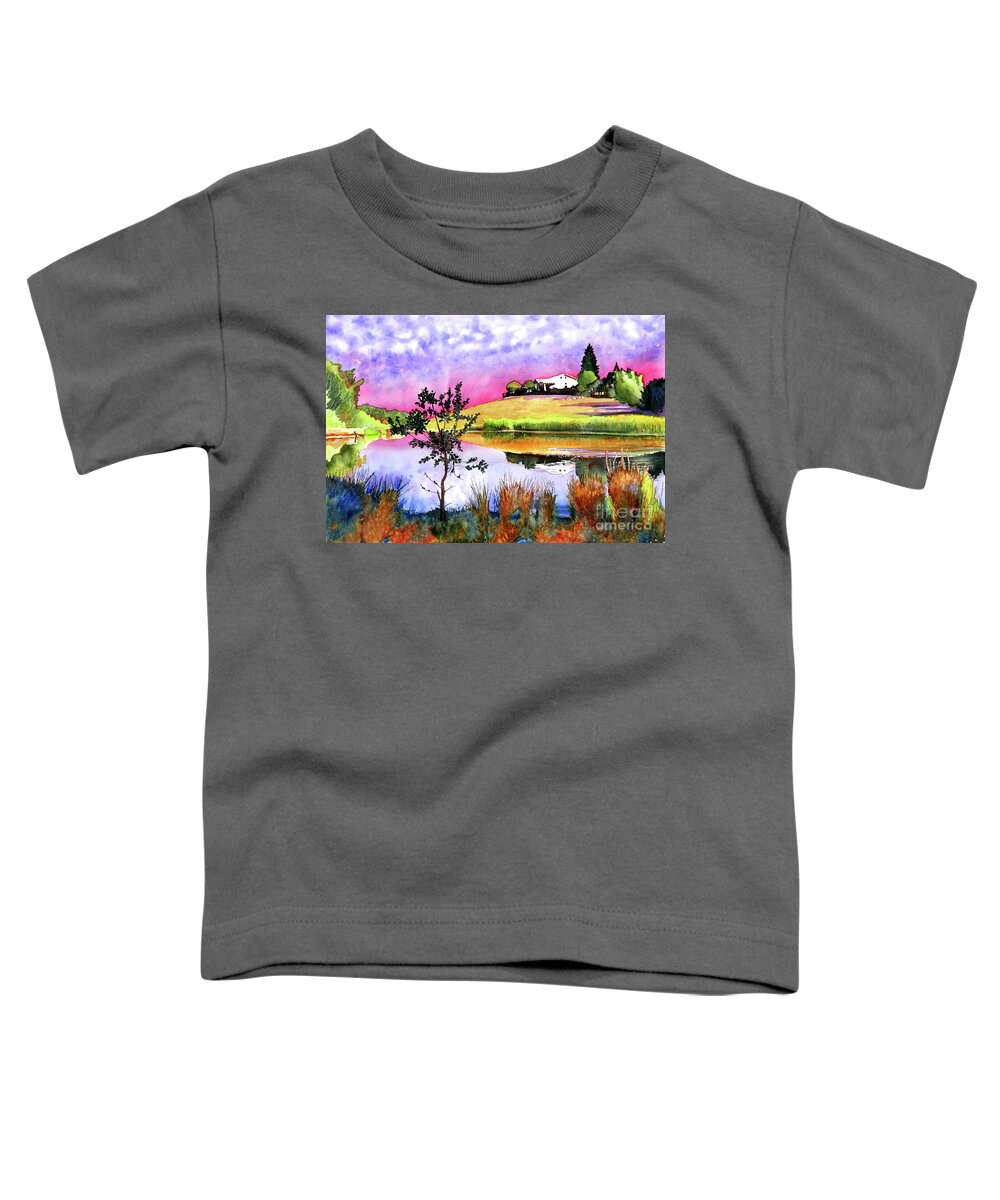Pond Toddler T-Shirt featuring the painting #351 Sun City Pond #351 by William Lum